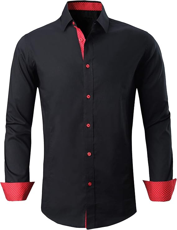 Esabel.C Men's Dress Shirts Big & Tall Solid Regular Fit Long Sleeve