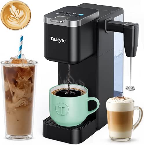 Single Serve Coffee Maker with Built-in Detachable Milk Frother, Iced