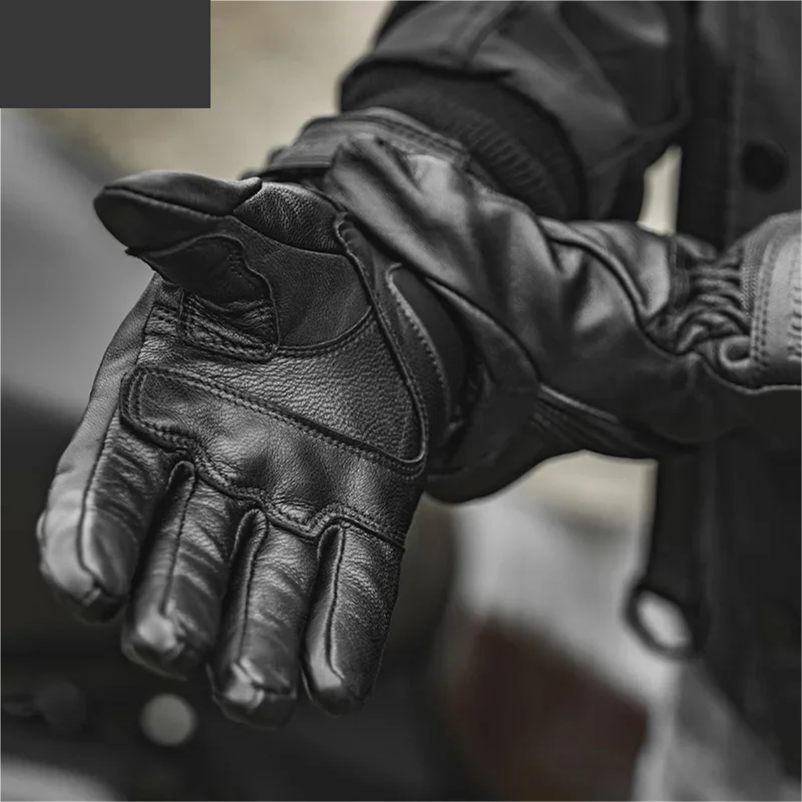 Genérico Compatible con Guantes de Moto de Invierno Motowolf | Guantes de montar con pantalla táctil térmica a prueba de viento de cuero genuino