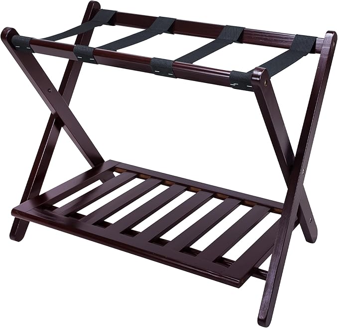 Home Luggage Rack with Shelf, Espresso