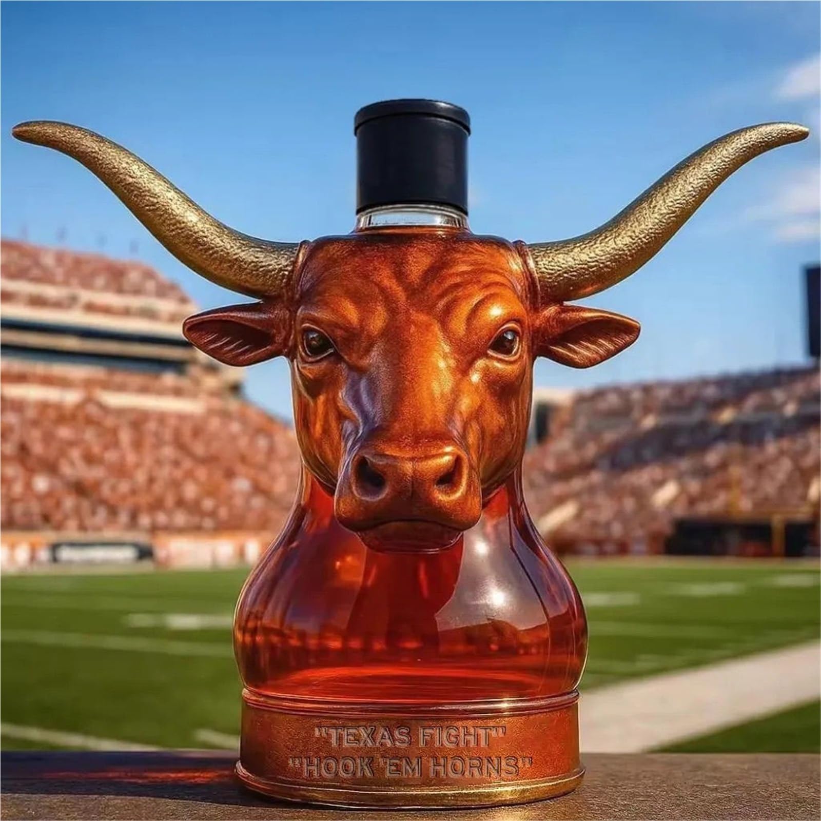 YDZYFFS 300ML Whiskey Decanter Wine Bottles Art Statue Figurine - 3D Longhorn Bull Shaped Whiskey Wine Bottle Sculpture, Animal Empty Wine Bottles, Novelty Glass Bull Head Whiskey Decanter(A)