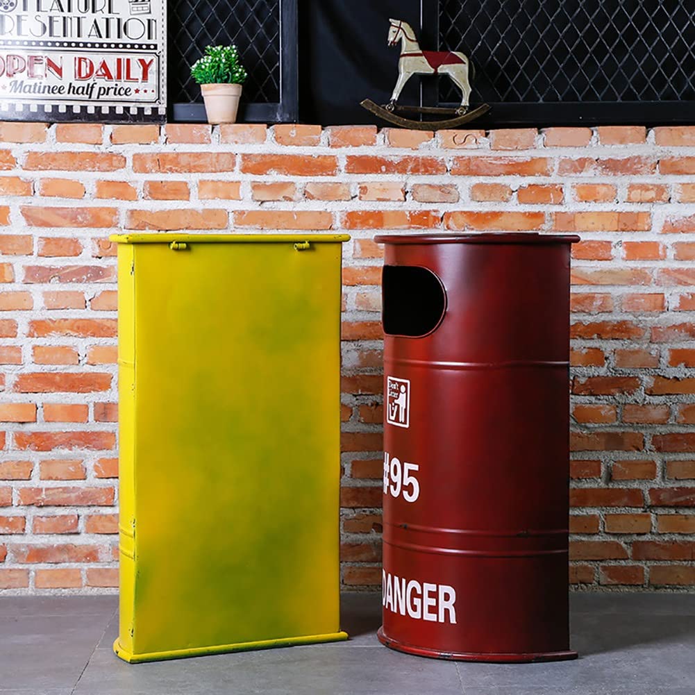 Bote de basura Barras Retro De Estilo Industrial, Cafés, Lugares Públicos Barriles De Almacenamiento Redondos, Contenedores De Reciclaje De Metal De Hierro Forjado