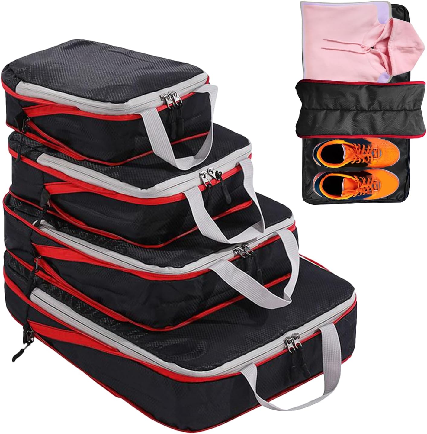 Travel Cubes per Imballaggio,Sacchetti Compressione per Bagaglio – Organizzatore Bagaglio per Viaggi Zaino College Trasloco Crociera Campeggio