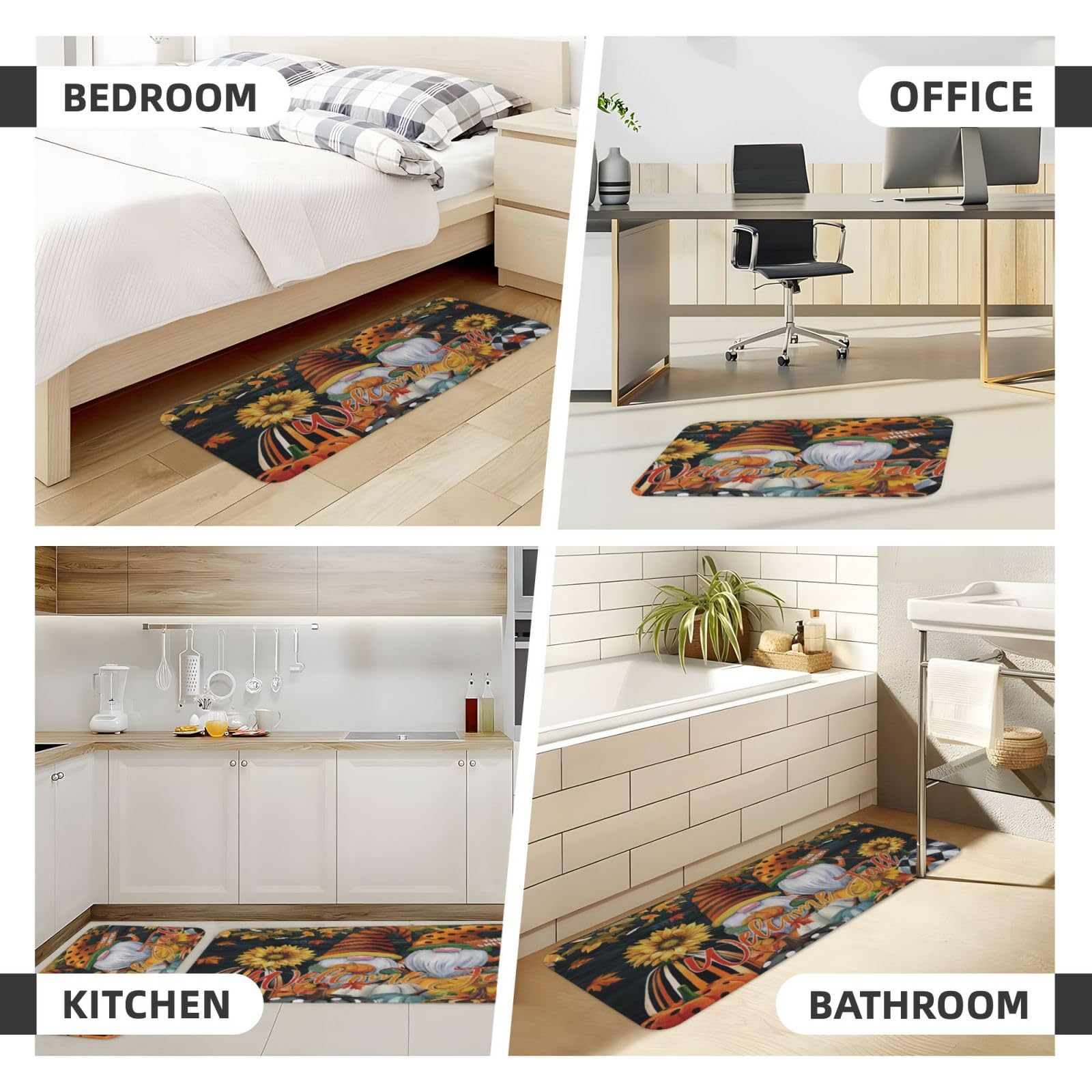 Welcom Küchenmatte für Boden, Bauernhaus, Küchenteppich, rutschfest, für Waschbecken, Wäsche, Büro, Zuhause, Schreibtisch, 43,2 x 129,2 cm + 43,2 x 73,2 cm, 2 Stück