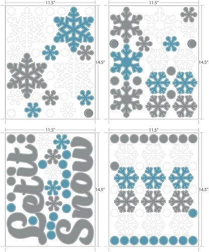 Miniatura 5 de Paper Riot Co. Let It Snow Copos de nieve calcomanías de pared de Navidad para vacaciones, adhesivo extraíble para aula, habitación de niños,