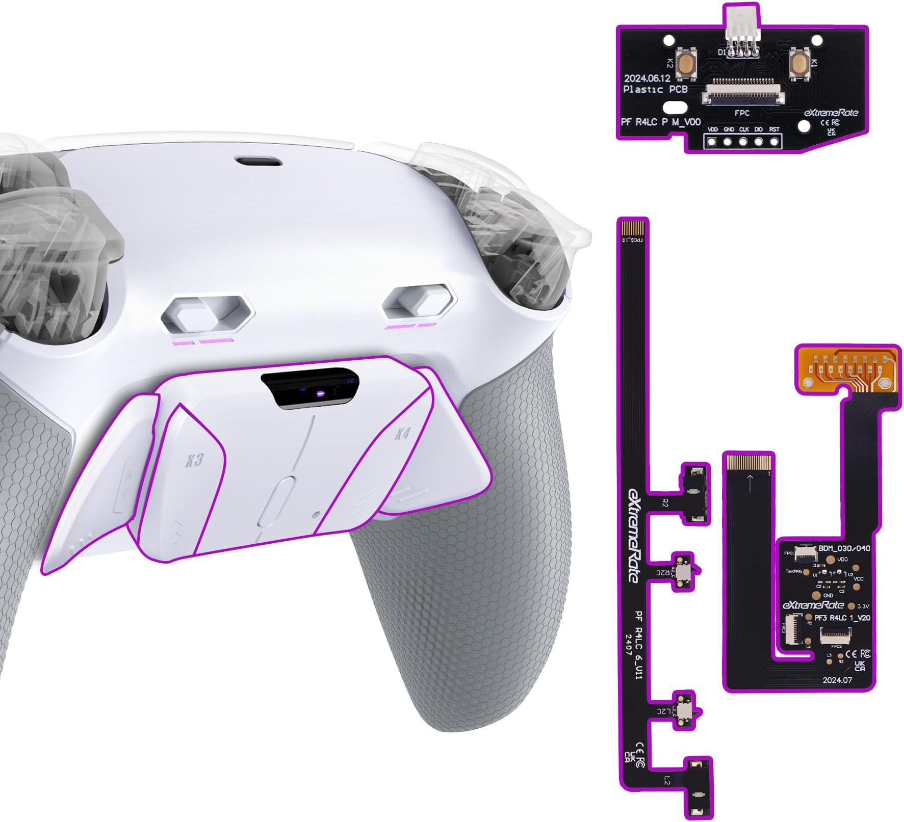 eXtremeRate RISE4 Plus Max Pallets for PS5 Controller BDM-030 040 050 Remap Kit Programmable Back Cover for PS5 with Trigger Control Buttons & Click Trigger Stop White