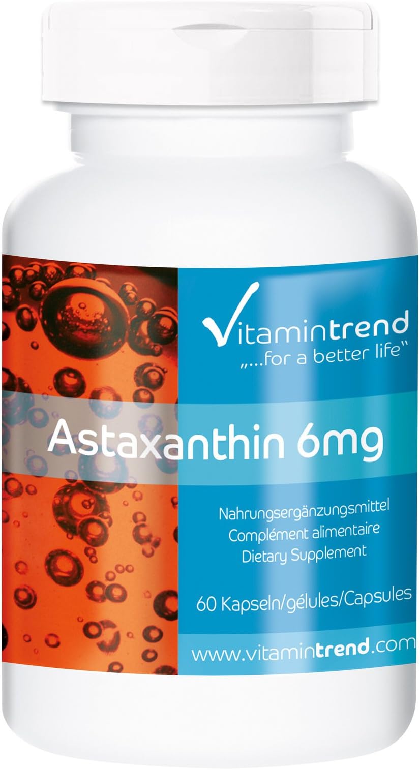 Vitamintrend - Astaxanthin 6mg - Natural astaxanthin from Haematococcus pluvalis - antioxidant - 60 Capsules