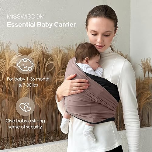 Miniatura 3 de Portabebés, portabebés para recién nacidos (7-30 libras), portabebés, portabebés para recién nacidos y bebés, negro + marrón