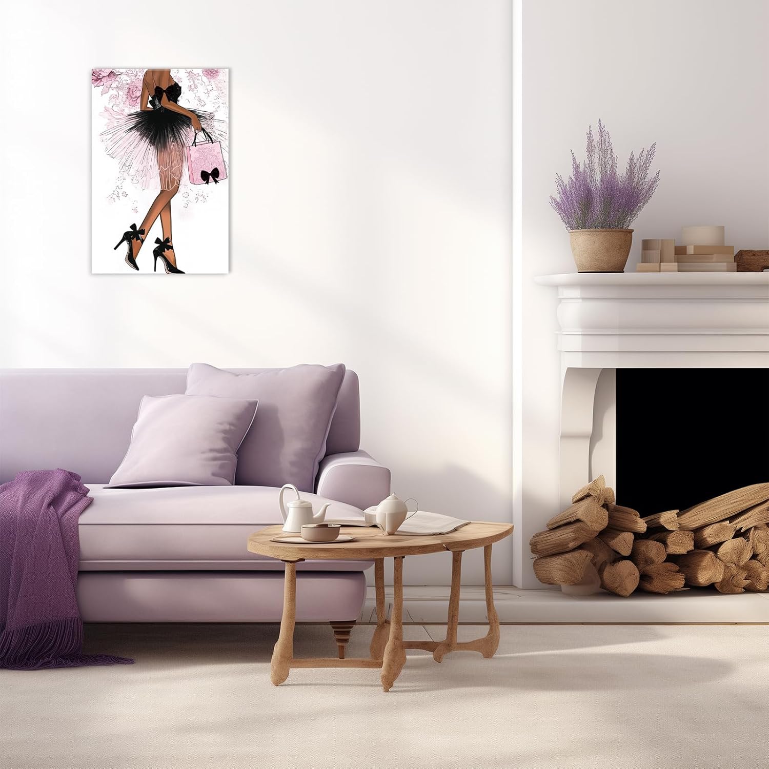 KPLUNDO Fashion Wall Art Trendy Black White And Pink Wall Decor Luxury Feminist Canvas Prints Beautiful Chic Woman Picture for Bedroom Bathroom Decor(Artwork-3,12"x18")