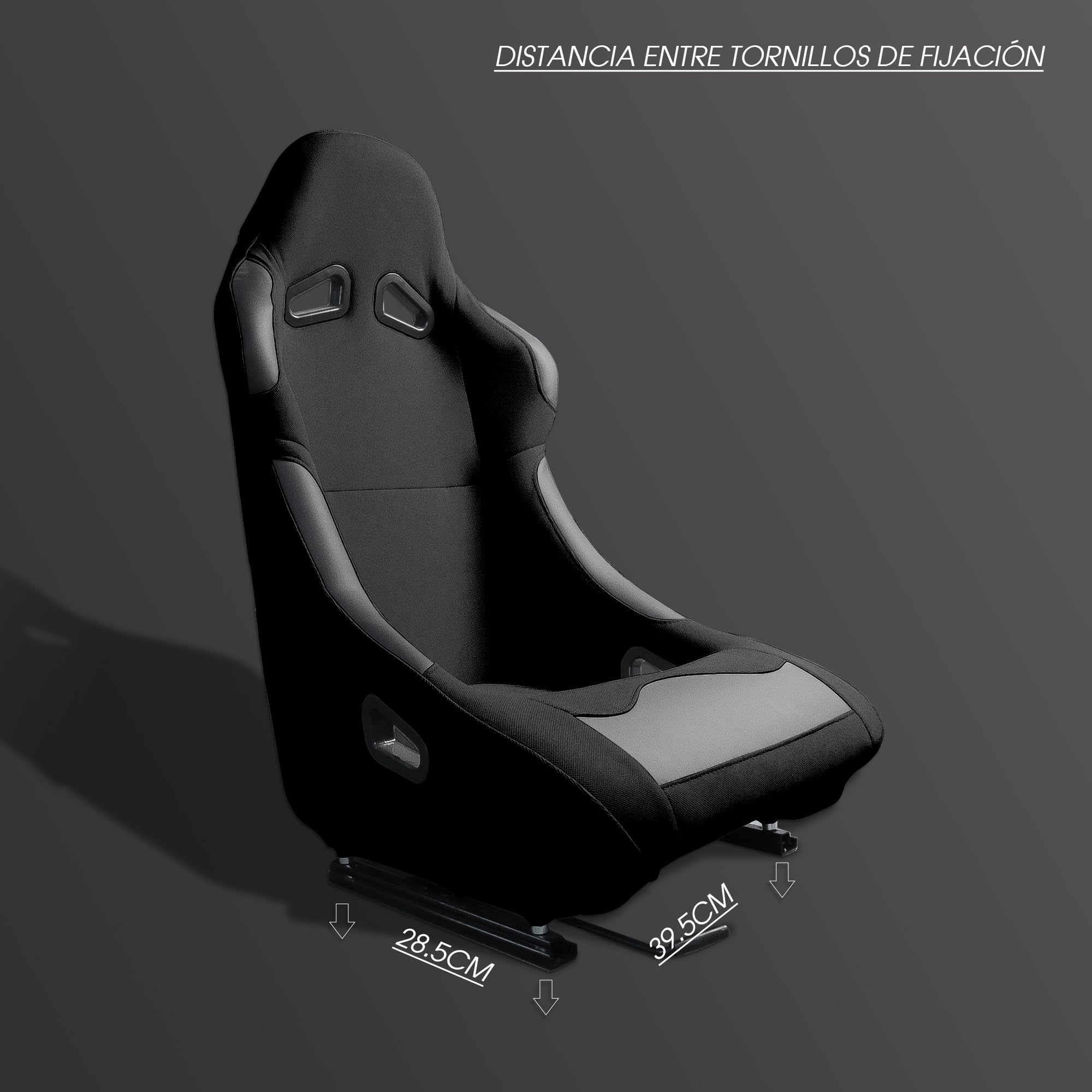MODAUTO Asiento Deportivo para Coches，Baquet Deportivo Parches de Tela y Cuero,Adaptable para Coches,Modelo N040,Ojo Pequeño,Negro