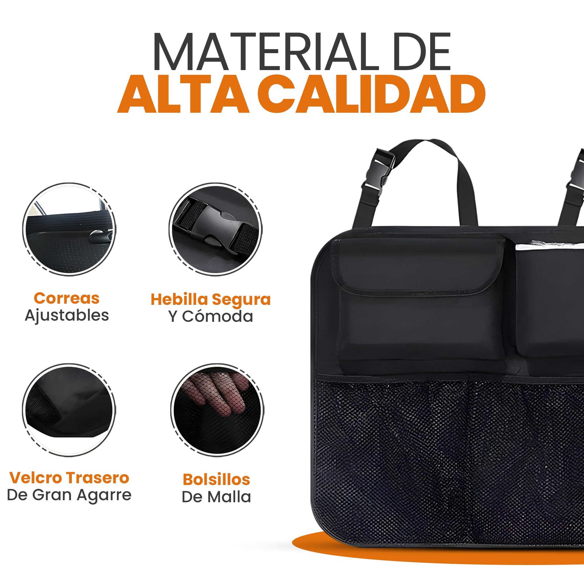 Astur Organizador Maletero Coche Plegable e Impermeable – Gran Capacidad con 8 Bolsillos – Organizador Coche Maletero Antideslizante y Ajustable (Organizador Maletero Negro)