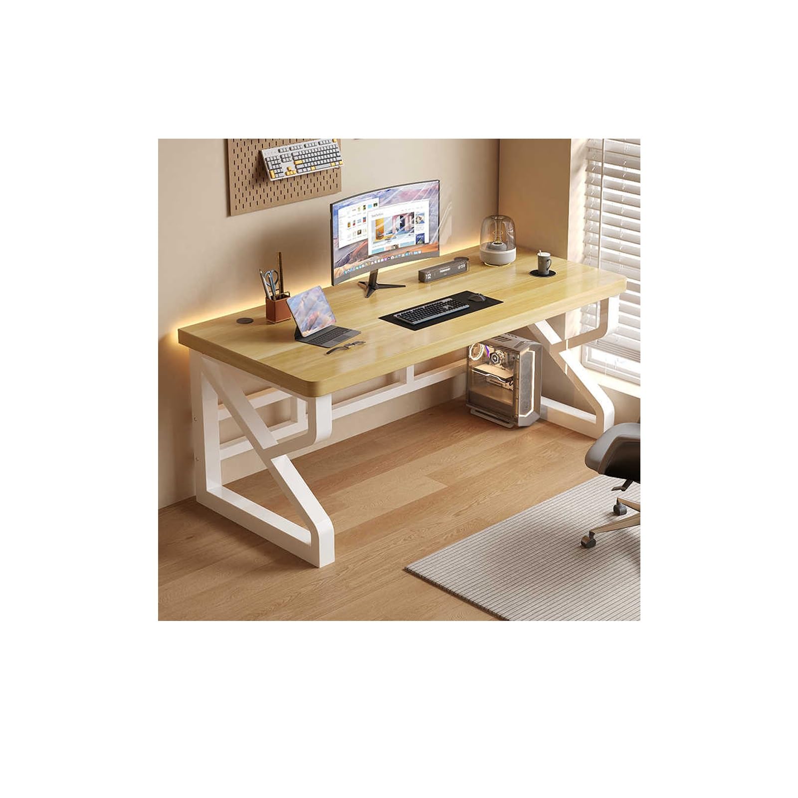 Table d'écriture peu encombrante avec étagère de rangement pour ordinateur