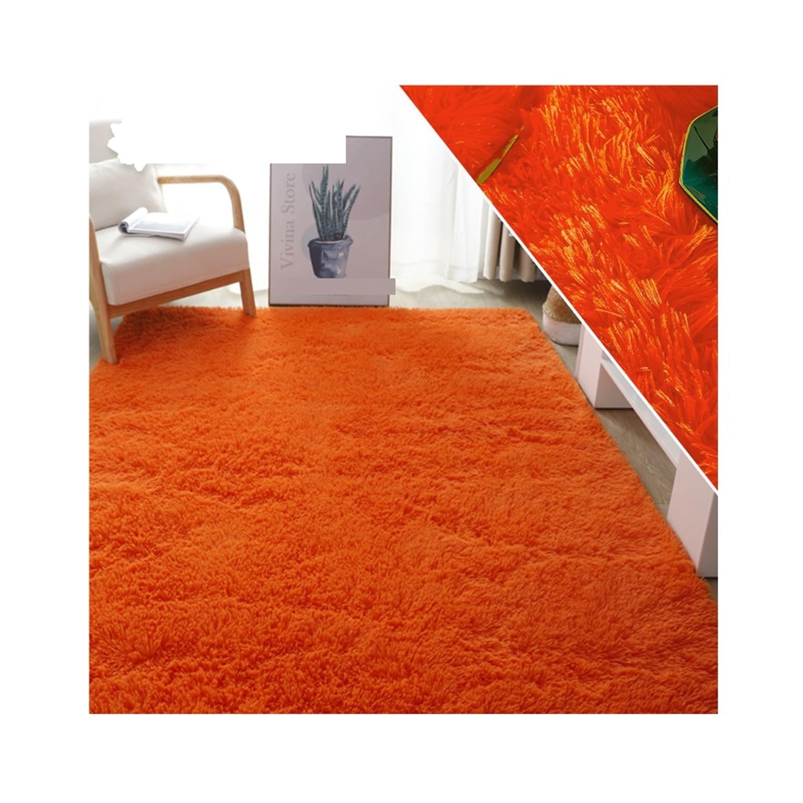 Tapis chambre et salon moderne en peluche douce à poils longs 160 x 200 cm