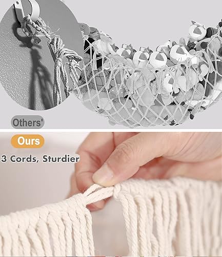 Miniatura 3 de Hamaca extragrande para animales de peluche, color crema, 2 unidades, almacenamiento de animales de peluche, red de soporte para animales de