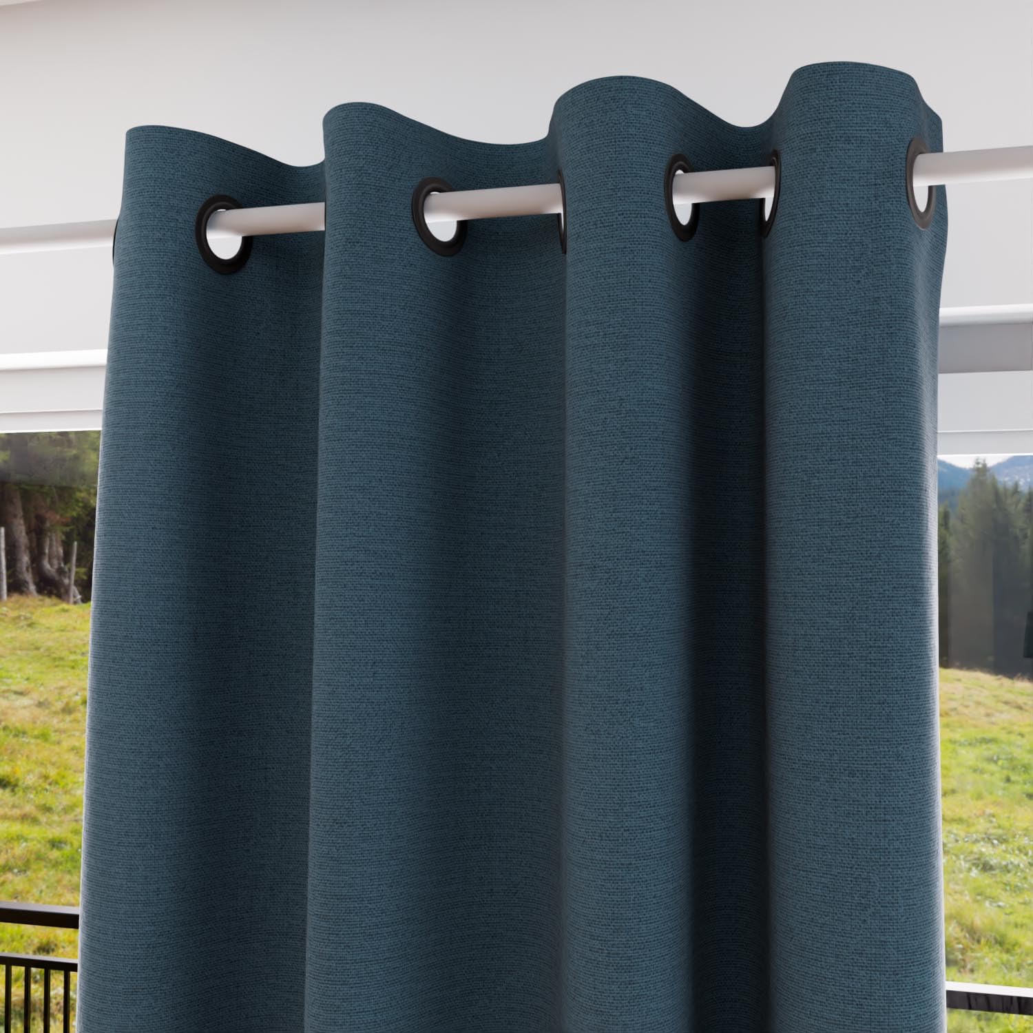 Soleil d'ocre, Eclipse 100% Blackout Curtain with Eyelets 135 x 180 cm Duck Egg Blue