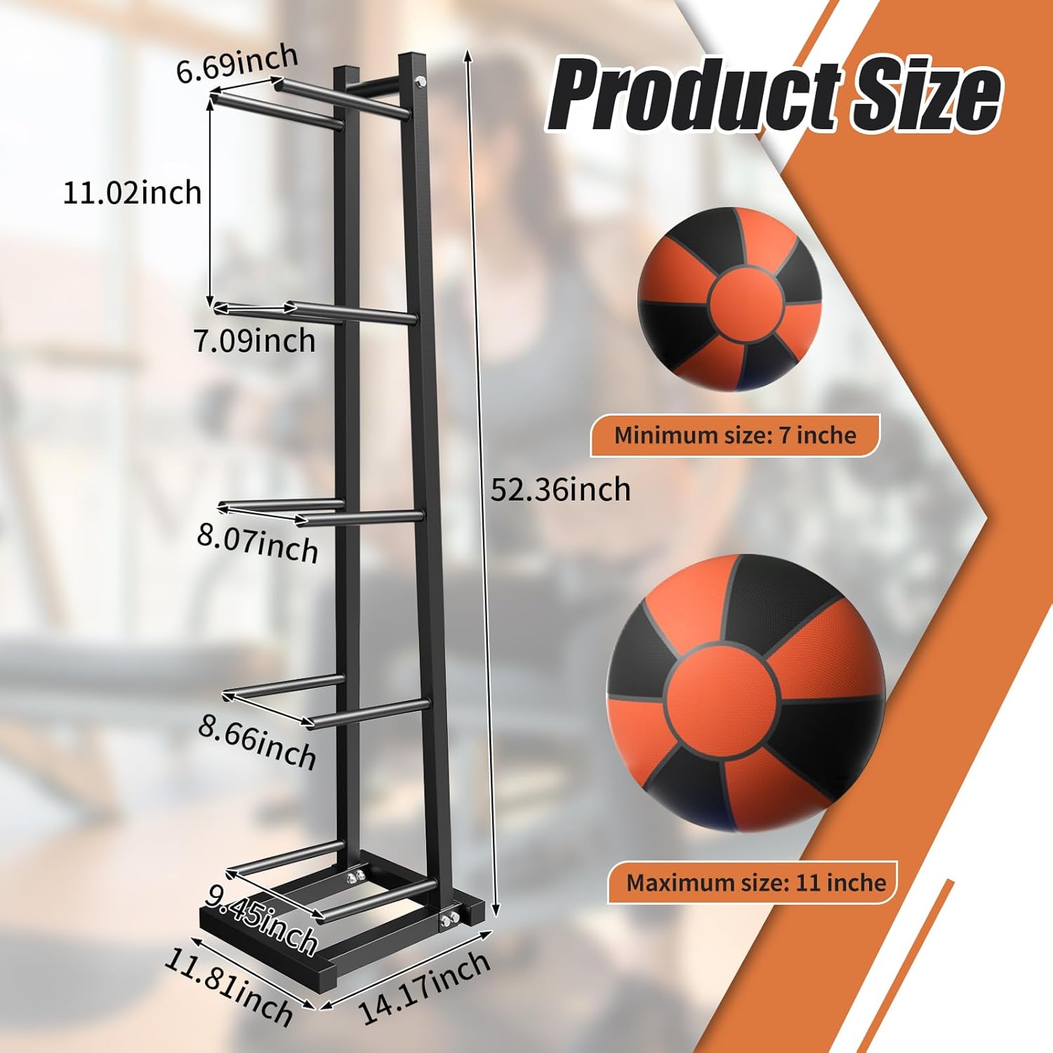 2026 NEW Medicine Ball Rack, Medicine Ball Storage, Adjustable Medicine Ball Storage Tree, Holds 5 Balls for Strength Training, Holds Balls up to 11" Diameter for Home Gym