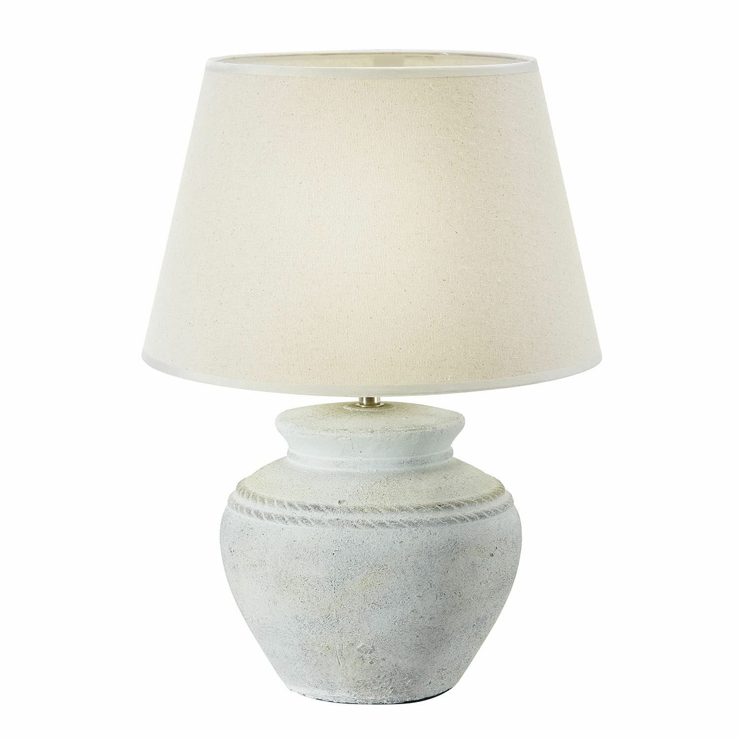 Loberon Tischlampe Cleveland - antikweiÃŸ | Kunstvoll Gearbeiteter Fuß - im Antik-Look - Zeitloses Design - Tischleuchte - Wohn-Accessoire - Keramik - Leinen