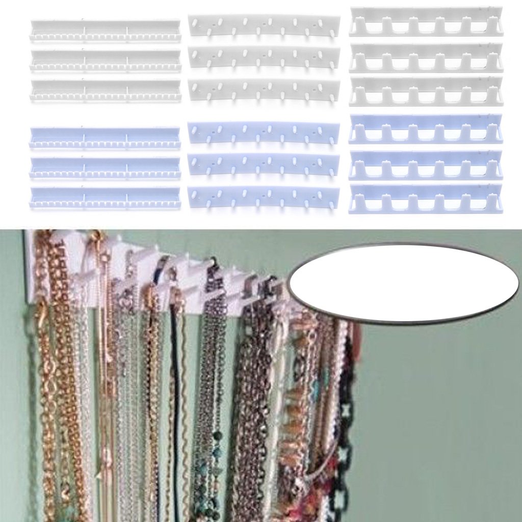 EINCORN White Necklace Jewelry Holder Self Adhesive Wall Mounted Hooks Hanging Display Organiser Necklaces Bracelet Holder, as the picture shows, Black