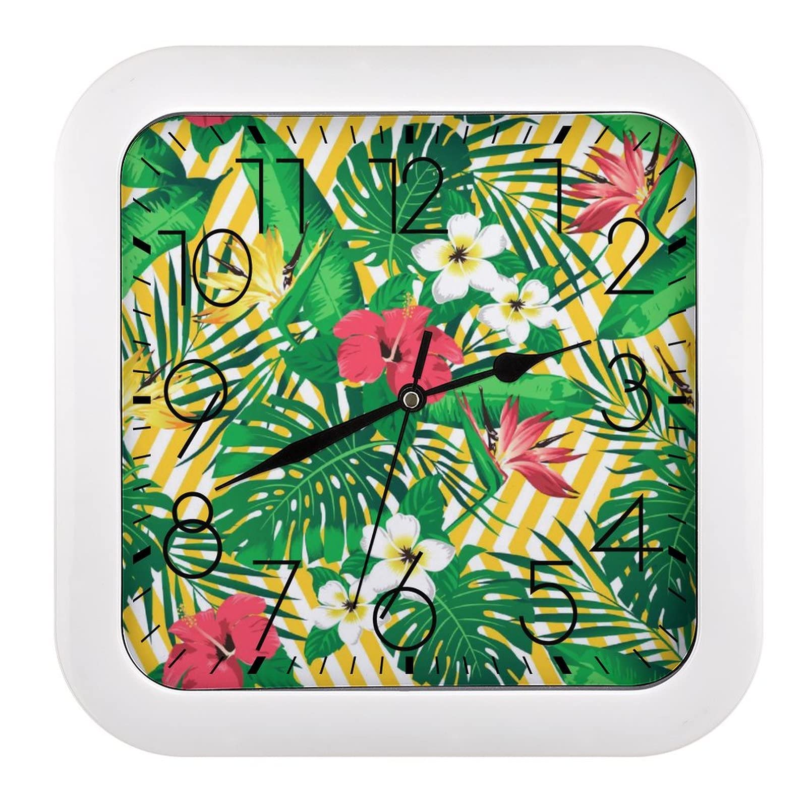 Pendule murale silencieuse feuilles moderne de 26x26cm pour décorer le bureau