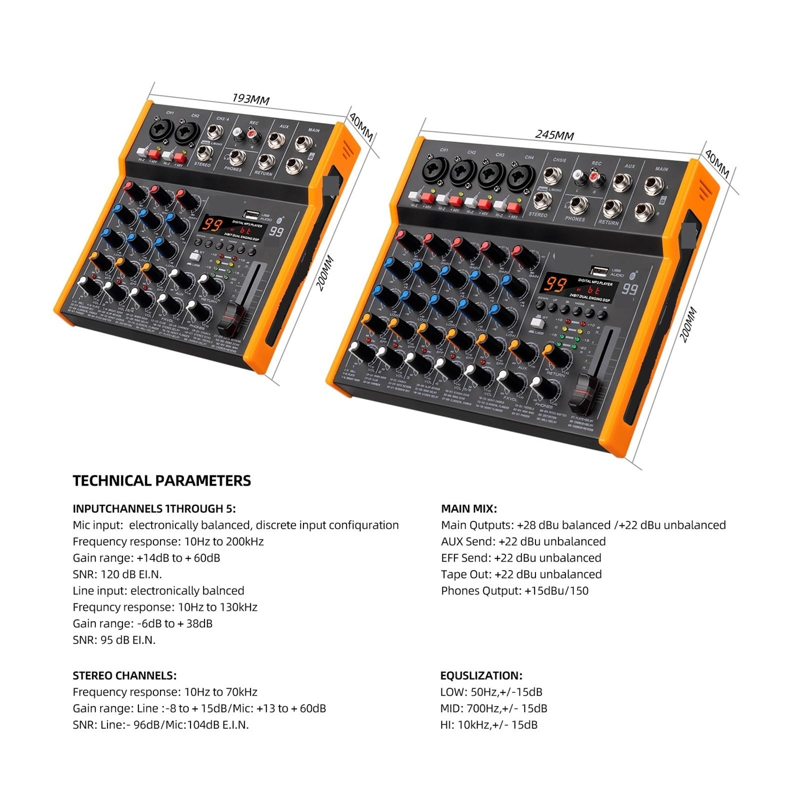 Konsola DJ R4/R6 Mikser Audio Z Efektem 99 Wielofunkcyjny Wejście USB, Odpowiedni Dla Zespołów, Konferencji I Spotkań(4 Channel Mixer)