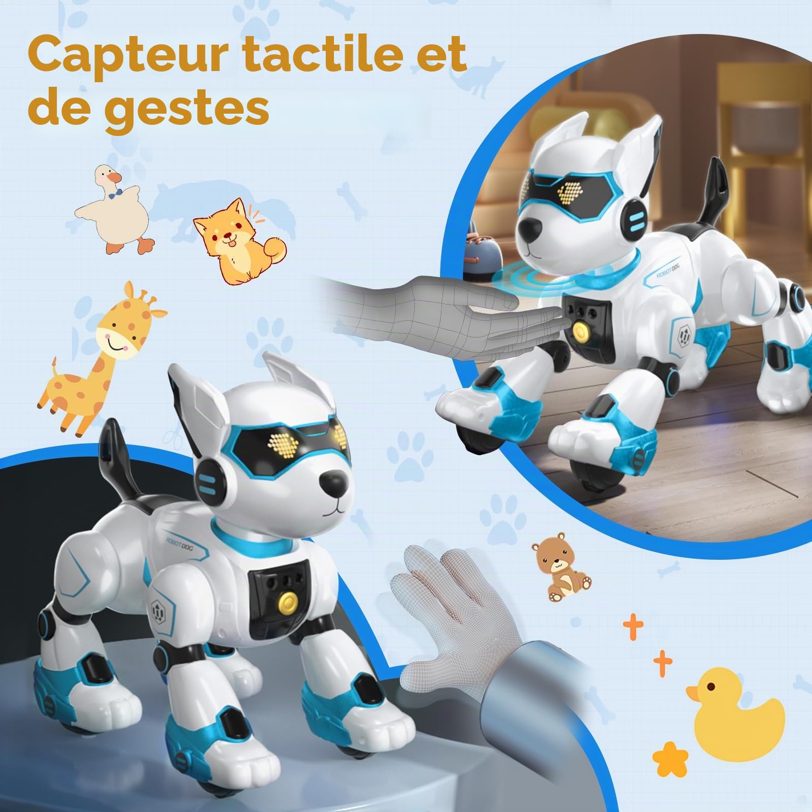PRANITE Chien Robot Programmable Télécommandé Rechargeable pour Enfants