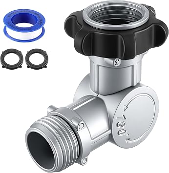 Enhon Garden Hose Swivel Connector and Outdoor Faucet Extender, 180 & 360 Rotating Hose Adapter for Spigot, Sprinkler, RV and Standard 3/4" GHT Garden HosesMetal & Plastic,Silver,1 Pack