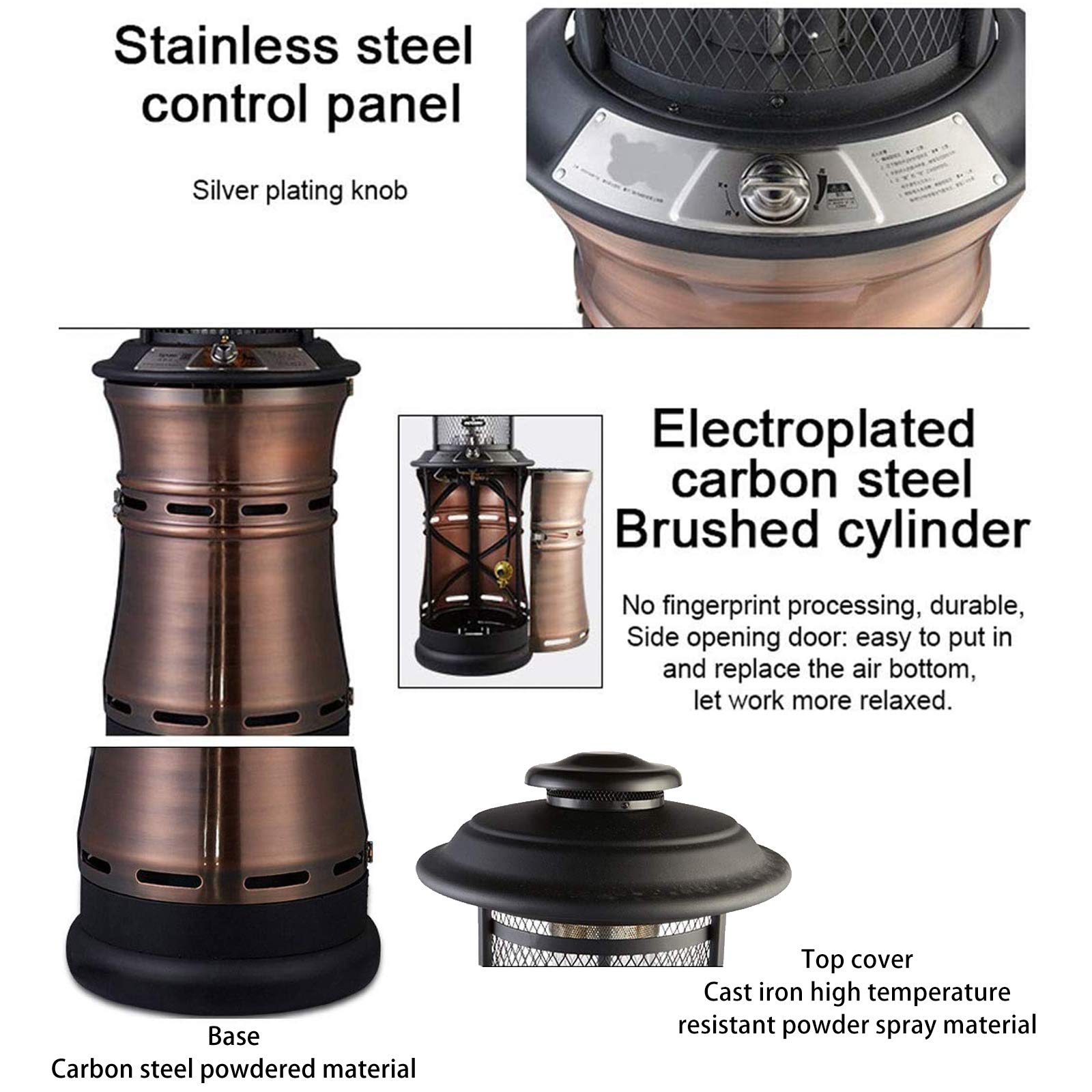 Stufa a gas propano per esterni, in acciaio inox, con tubo in vetro e copertura antipioggia, per barbecue, feste, 12 KW, perfetto per giardino e campeggio