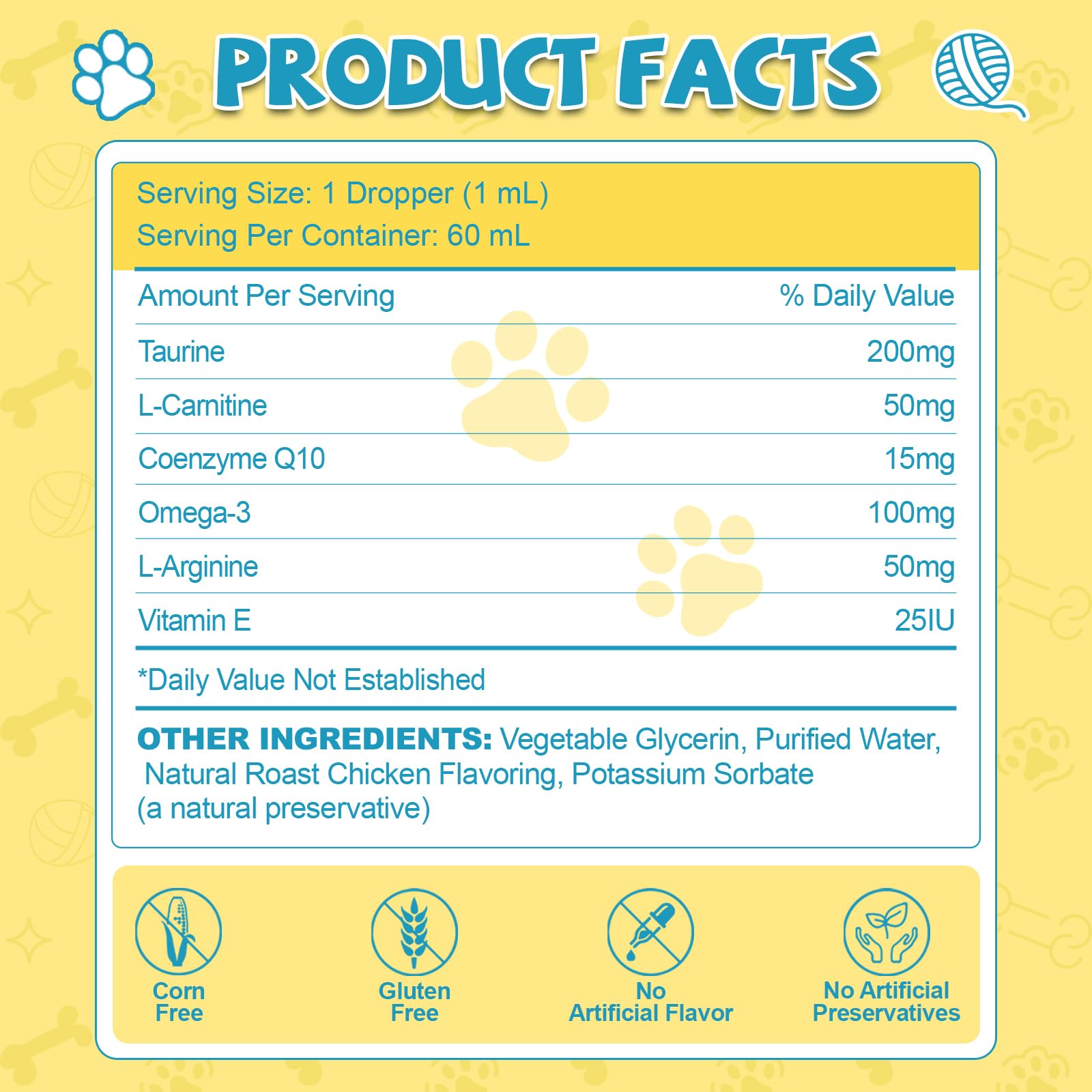 Taurin für Katzen Tropfen - Taurin Ergänzungsmittel für Katzen Unterstützt Felina Herz & Immunfunktion, Sehkraft, Energie & Vitalität L-Carnitin, L-Carnitin, Coenzym Q10, Omega3, L-Arginin, Vitamin | L-Carnitin, L-Arginin, Coenzym Q10, Vitamin, Taurin-Flü