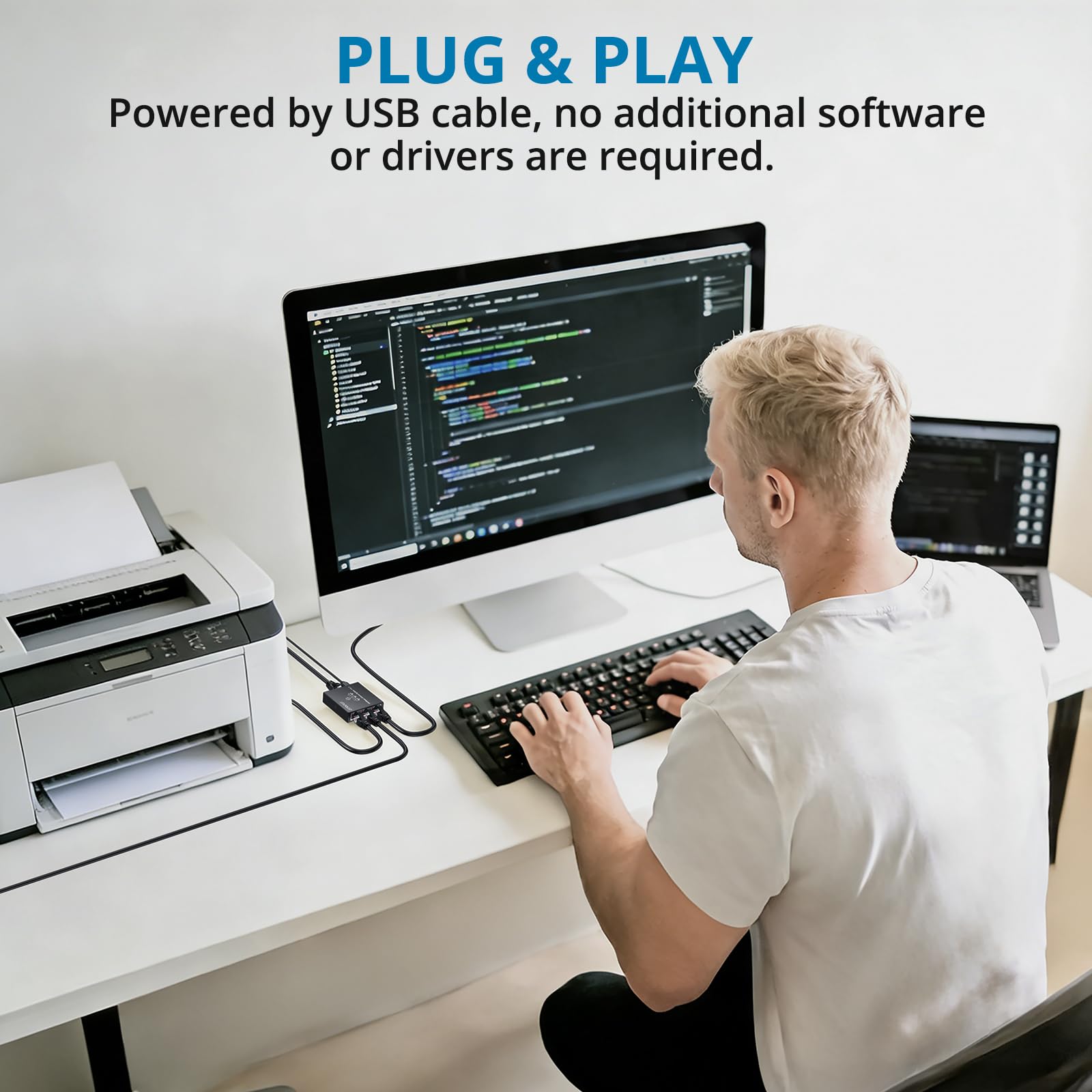AUTOUTLET Ethernet Splitter Gigabit de Alta Velocidad Dispositivos Simultáneamente para una Red Eficiente en Cables Cat5/5e/6/7/8 (Switch Ethernet Splitter Gigabit 1 a 3)
