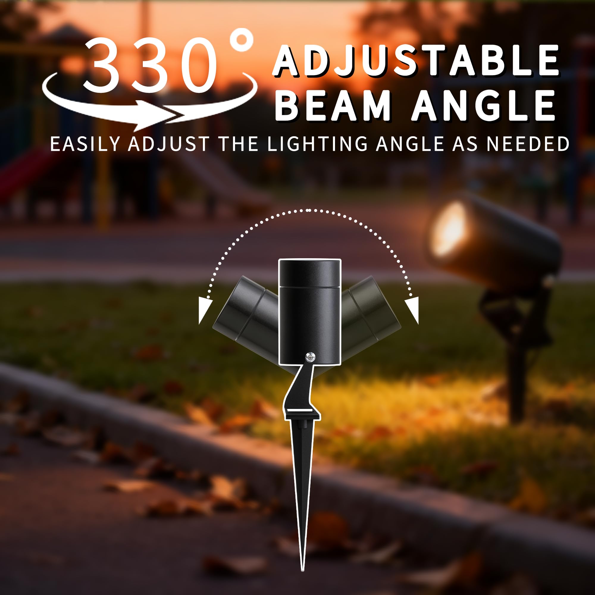 JNR Focos Jardin Exterior con Pincho, IP65 Impermeable, Negro 2 Pack | Acero Inoxidable Foco Jardin Exterior Con Cable de 2 M, con GU10 LED 5W 3000K Bombilla, Lámpara para Césped, Paisajes