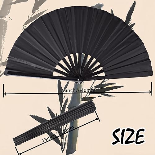 Miniatura 6 de Ventilador de mano plegable con bambú para mujeres y hombres, ventilador de mano chino japonés de bambú para festivales, danza, regalo, actuación,