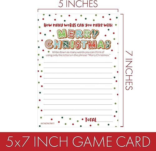 Miniatura 5 de DISTINCTIVS Juegos de fiesta de Navidad - 25 unidades - 2 paquetes de juegos (Trivia + juego de palabras)