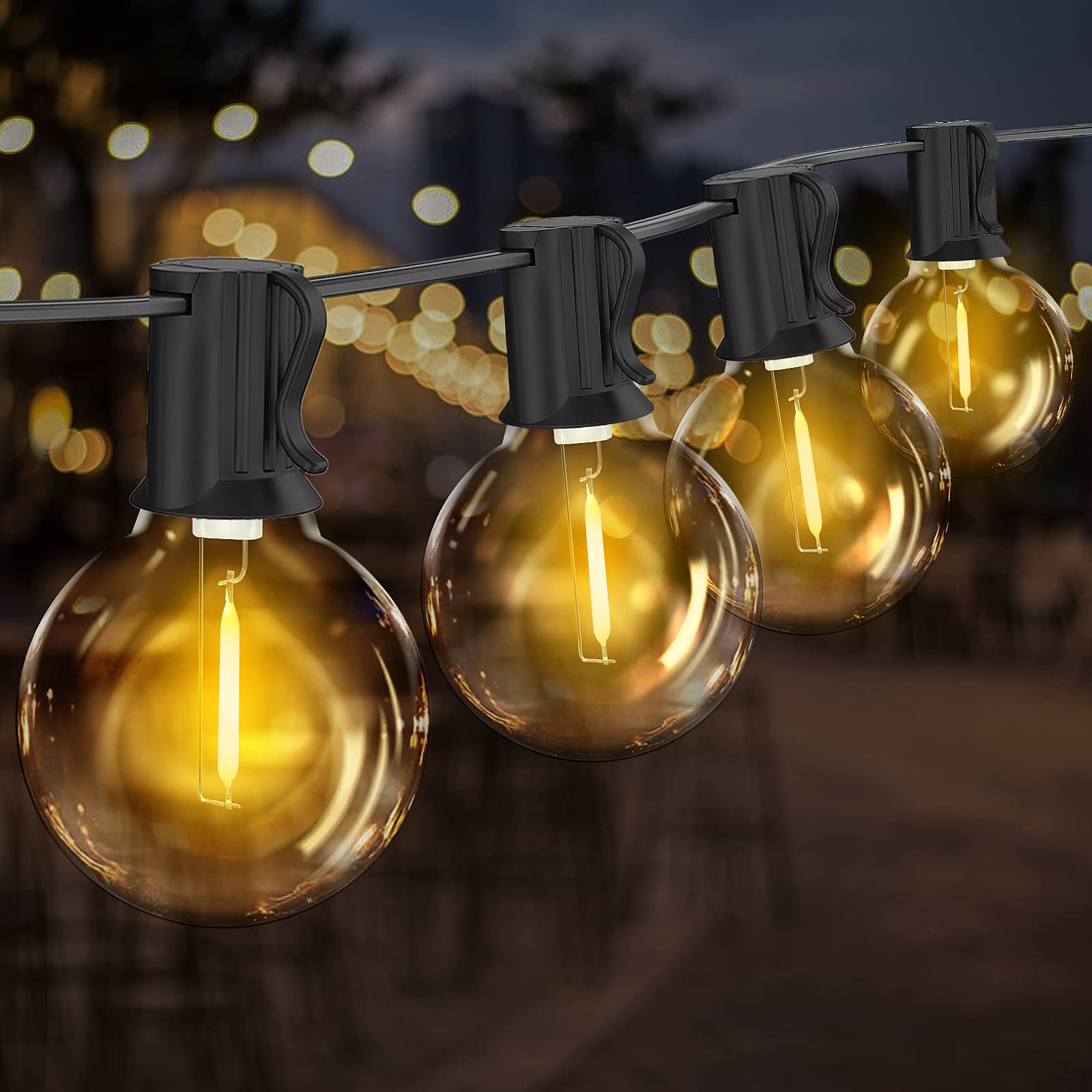 Qxmcov Guirnalda Luces Exterior, 34.5M LED Cadena de Luces Exterior y Interior con 65+3 Plástico Guirnalda Bombilla, Impermeable Guirnaldas Luminosas de Exterior Para Jardín, Boda, Partido, Terraza