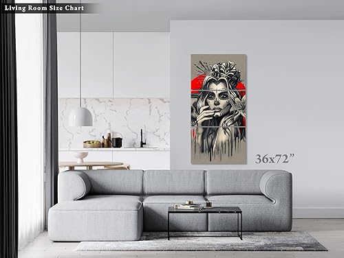 Miniatura 6 de SUGARSKULL GIRL with CROWN - CANVAS WALL ART - Day of the Dead Painting - Tattoo Artist Sugar Skull Queen Flower Poster Gift