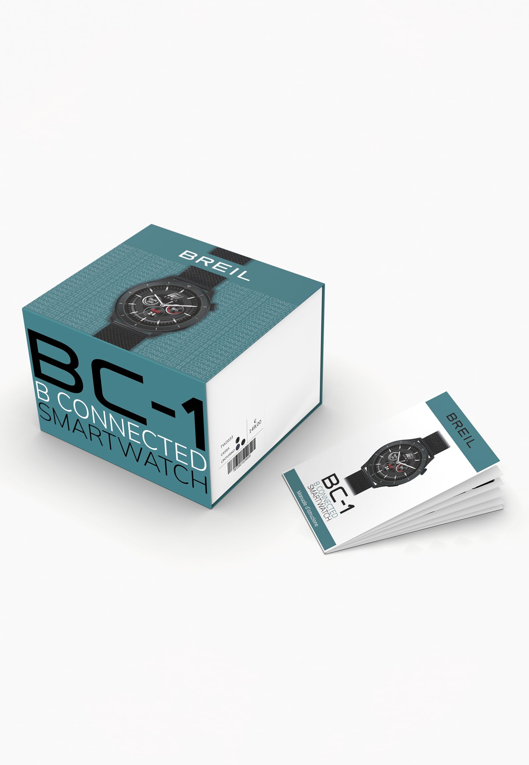 Breil, Collezione BC-1, Smartwatch Uomo con Cinturino Intercambiabile, in Canvas e in Maglia Mesh con Chiusura ad Ardiglione e a Scorrimento, Cassa in Lega Metallica, Connettività Bluetooth