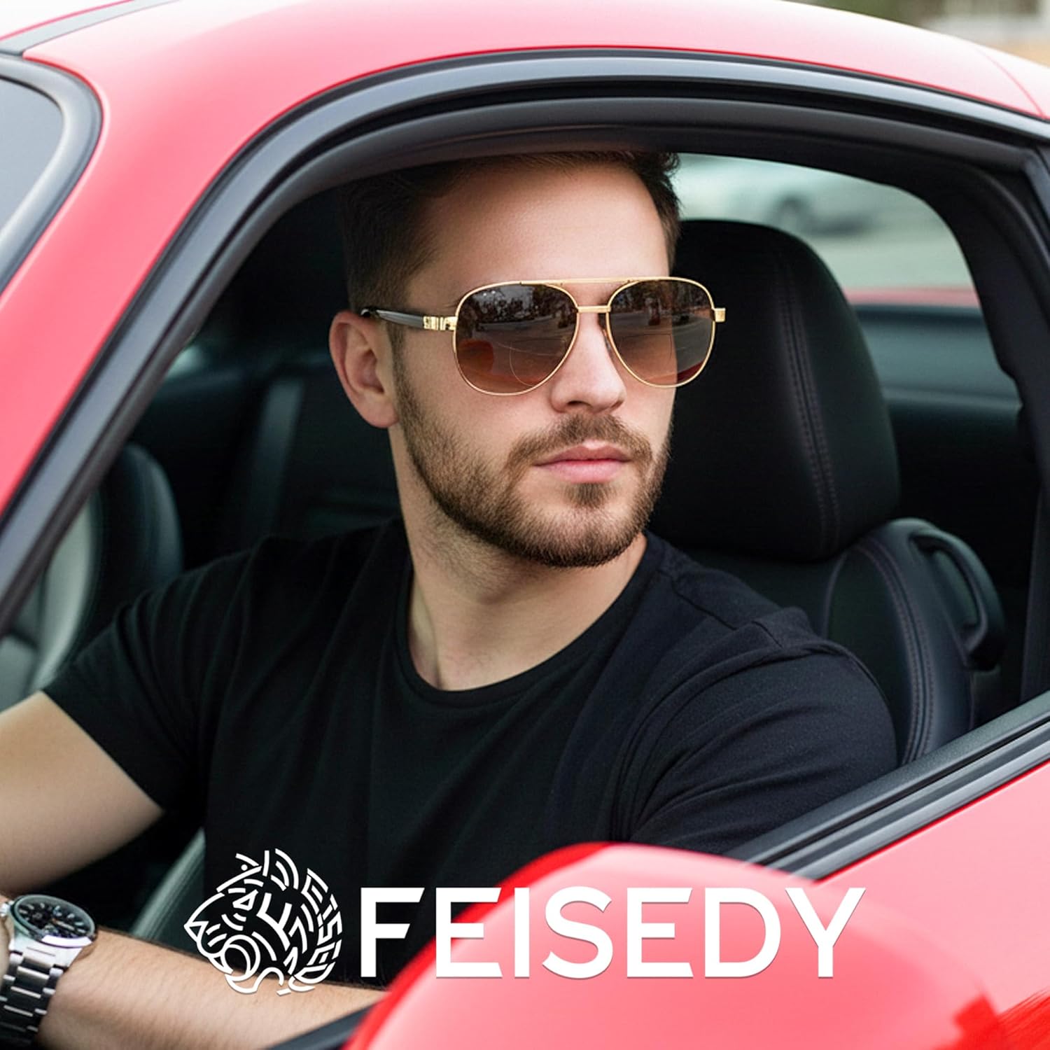 FEISEDY Metal Bifocal Reader Sunglasses for Men, Aviator Sun Readers with UV Protection, Anti Glare Reading Sunglasses B0335 - Image 2