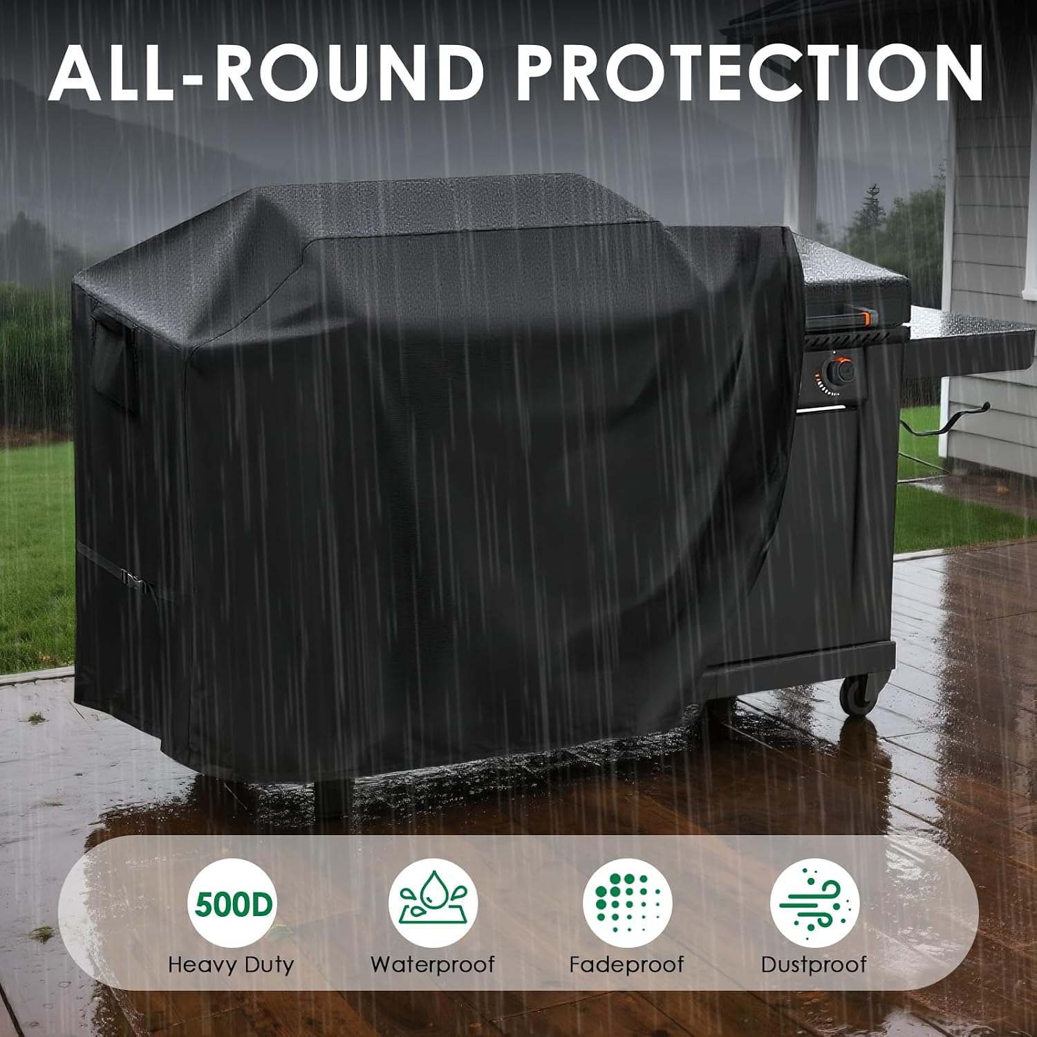 Grill Cover for Blackstone 22" XL Griddle Pellet Grill Combo, Waterproof Outdoor BBQ Griddle Cover for Blackstone Omnivore Griddle Comb - Black