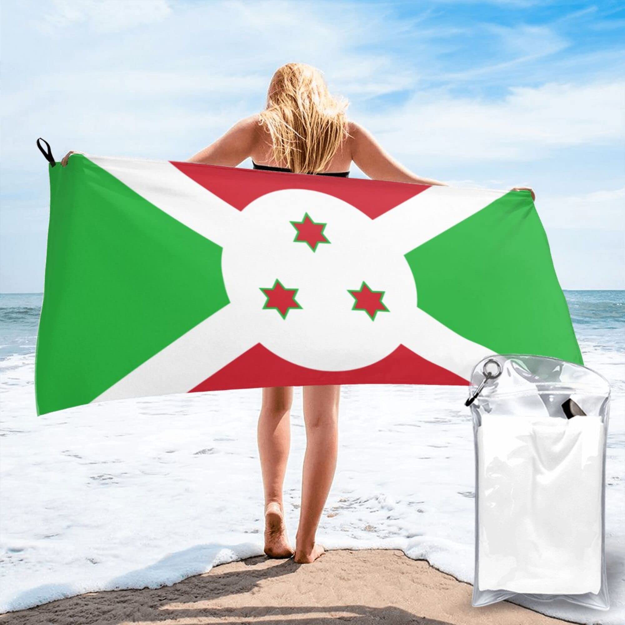 Lsjuee Burundi Flag Microfiber Beach Towel-Quick Dry Oversized Towels Blanket for Travel Pool Camping