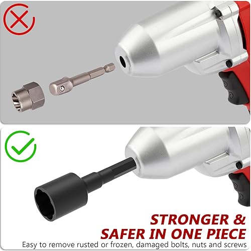 Miniatura 2 de RIMKOLO Juego de extractor de pernos hexagonales de 9 piezas, removedor de tuercas de llanta fácil de sacar para tuercas peladas, oxidadas,