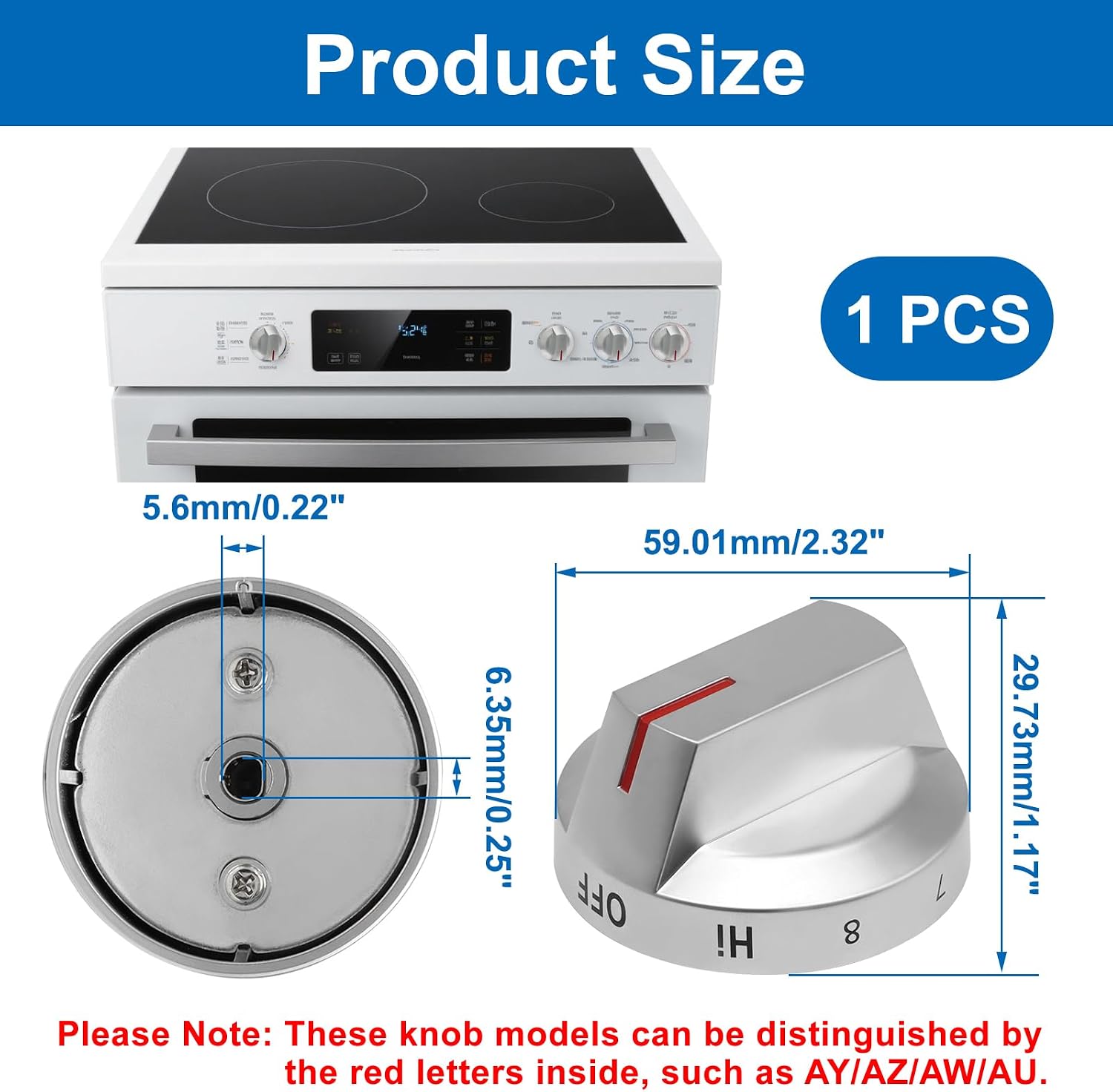 DG94-03500A/Z Electric Stove Knob Replacement, DG94-03500V DG94-03500W Knobs Compatible with Samung Stove Models NE63T8111SS/AA NE63T8311SS/AA NE63T8751SS/AA (Siver)