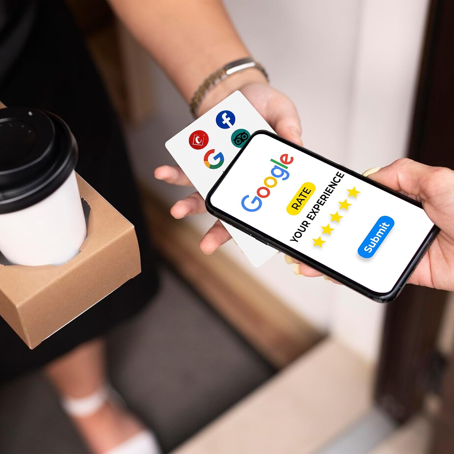 Digital NFC Card - Smart Gadget for Reputation Management - Compatible with Google, Facebook, TripAdvisor - NFC Tap Card for Customer Feedback (1 Pack)