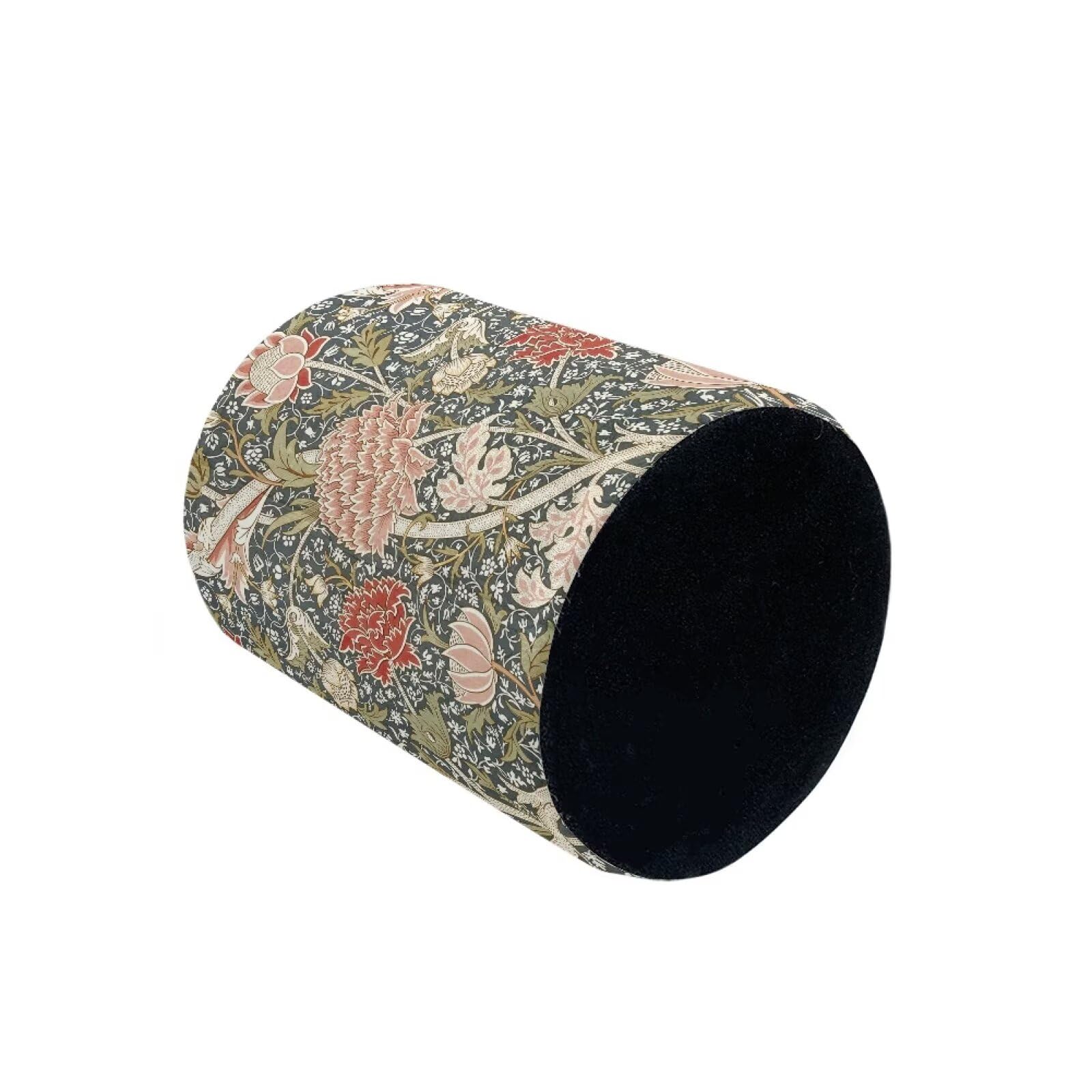 Buxolandt Red Pink Flower Leaf Print Pencil Holder Pen Cup PU Leather Brush Scissor Holder Container Desk Organizer Stand Decor Decoration Office Desk Home School Supplies (7.6 x 10.3 cm) - Image 2