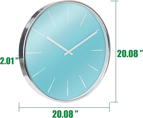Miniatura 5 de Stonebriar Reloj de pared moderno de 20 pulgadas, color plateado metálico y azul
