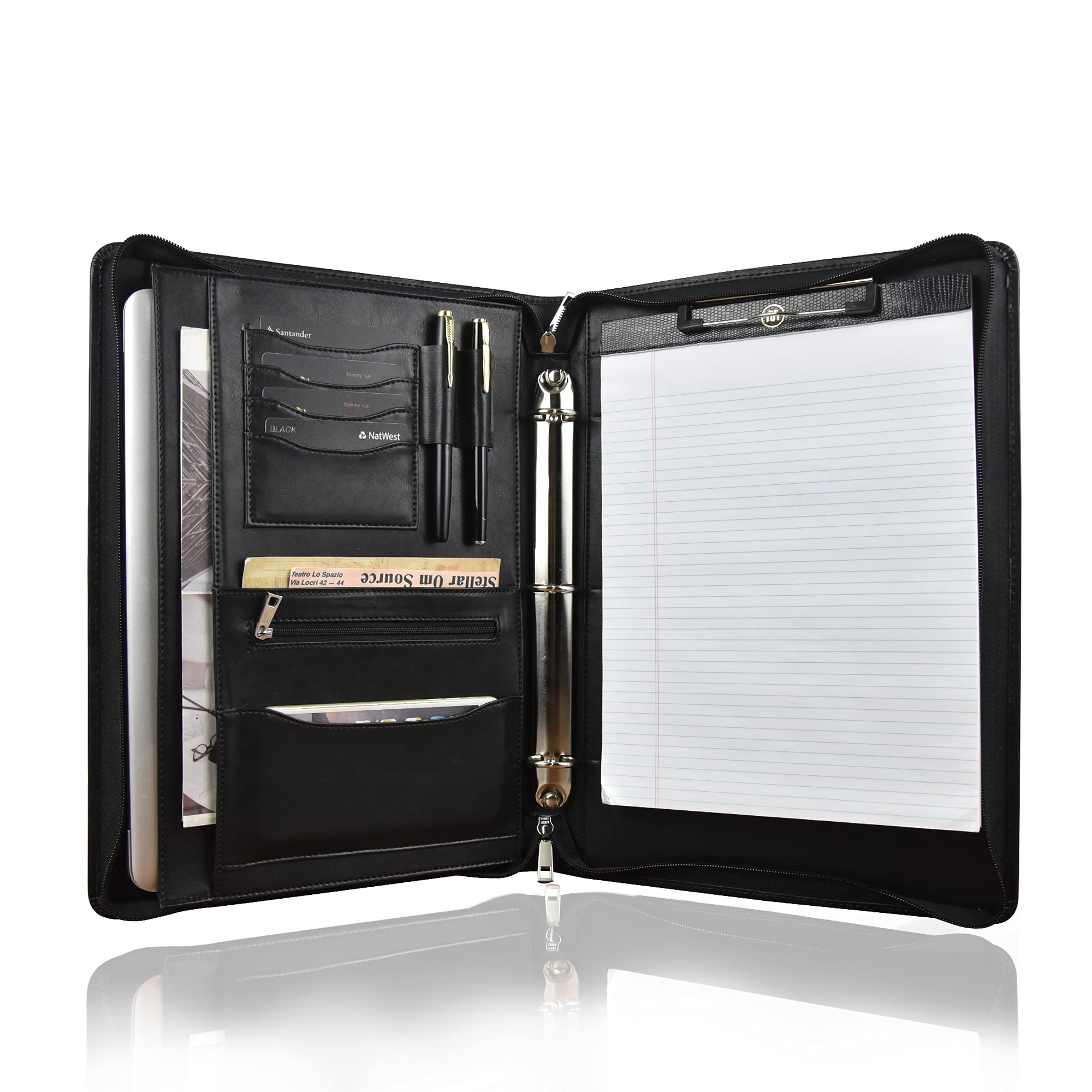 Business Portfolio Binder 3 Rings, Handmade Padfolio Folder with Clipboard, Professional Portfolio F
