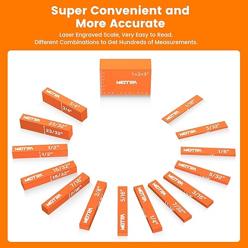 Miniatura 8 de Neitra Bloques de configuración para carpintería, juego de 15 bloques de calibre de altura de aluminio, herramientas de medición de carpintería,