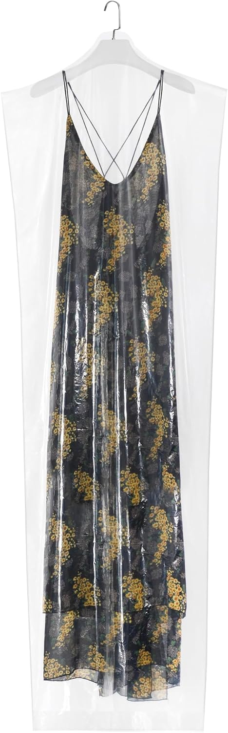 60-Pack Extra Long Dry Cleaning Bags for Clothes 72-Inch Long – Clear Plastic Garment Bags for Hanging Clothes, Dry Cleaner Plastic Clothing Cover for Suits, Gowns, Coat, Dance Costumes & Long Dresses
