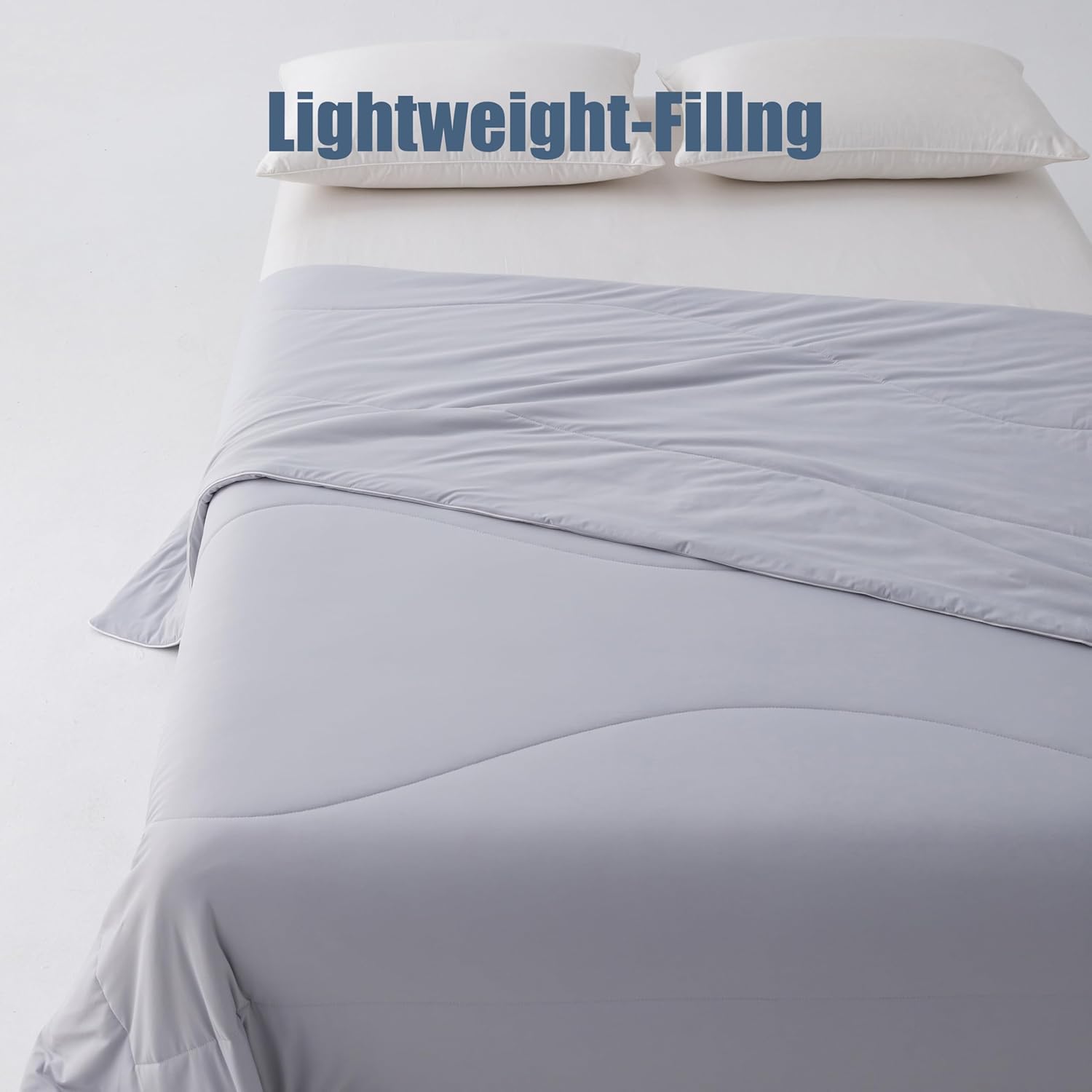 Cooling Comforter for Hot Sleepers, All Season Breathable Lightweight Comforter, Double Sided Cooling Blanket Cozy and Cool for Optimal Sleep - Light Grey, King 104"x90"