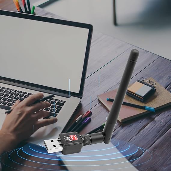 Coverzone Wifi Adaptörü 300Mbps 802.11n/g/b USB2.0 Masaüstü Dizüstü PC için Windows MAC Linux Destekler ZR93