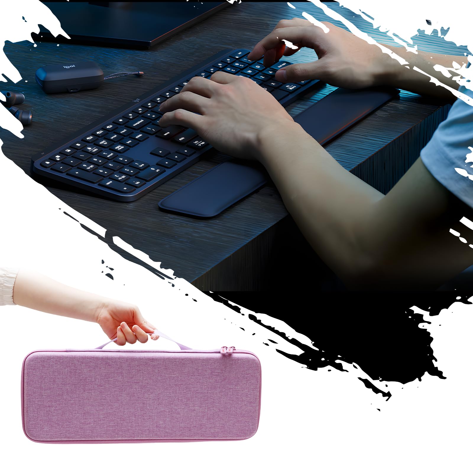 XANAD Tastatur Tasche für Logitech MX Keys/Pebble Keys 2 K380s Kabellose Tastatur Reiseschutzhülle für Büro, Konferenz, Café, Schule Keyboard Computer Tastatur Case (lila)