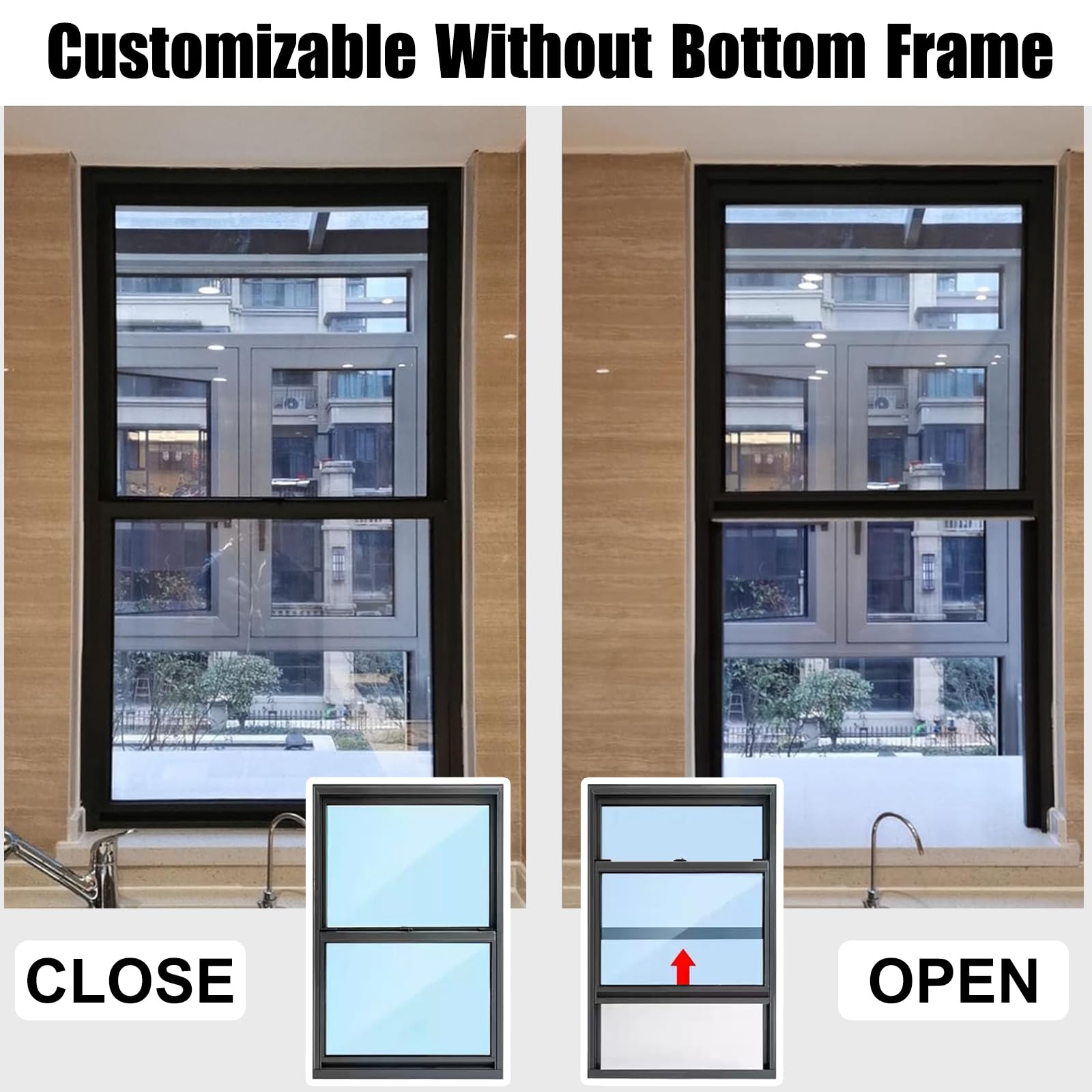 Repuesto de ventana corredera de aluminio negro de 19 x 33 pulgadas, diseño de ventilación para cobertizos, hogares, duchas, gallineros, aislamiento acústico, fácil instalación y resistente a la